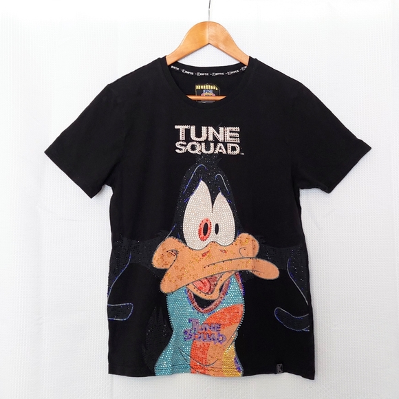 Tune Squad Mens Medium Shirt Daffy Duck Space Jam DeKryptic Unisex Rhinestones - Picture 1 of 8
